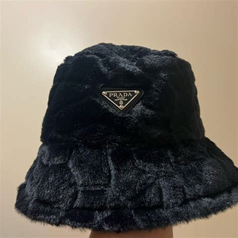 prada bucket hat resale|Prada fluffy bucket hat.